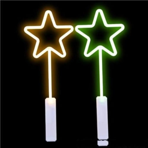 18 Inch Neon Style Light Up Star Wand (2 per pack) - Glow-Paradise