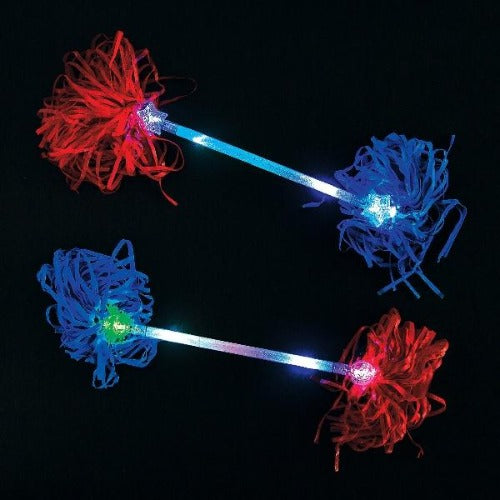 Patriotic Light Up Pom-Pom Batons (3 Pcs per pack) - Glow-Paradise