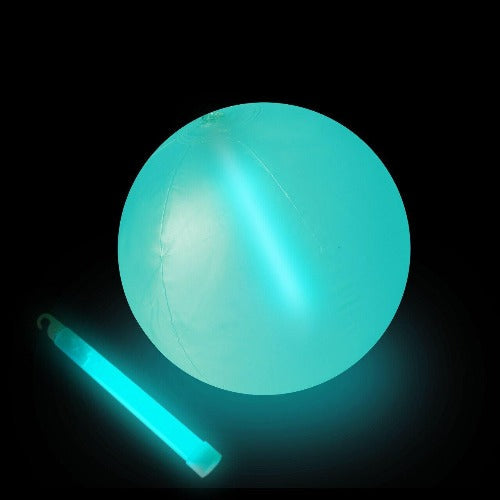 12 Inch Glow in The Dark Beach Ball (Aqua Color, 1 Glow Stick Included) - Glow-Paradise
