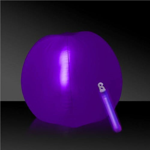 12 Inch Glow in The Dark Beach Ball (Purple Color, 1 Glow Stick Included) - Glow-Paradise