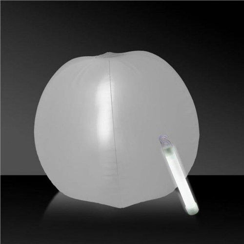 12 Inch Glow in The Dark Beach Ball (White Color, 1 Glow Stick Included) - Glow-Paradise
