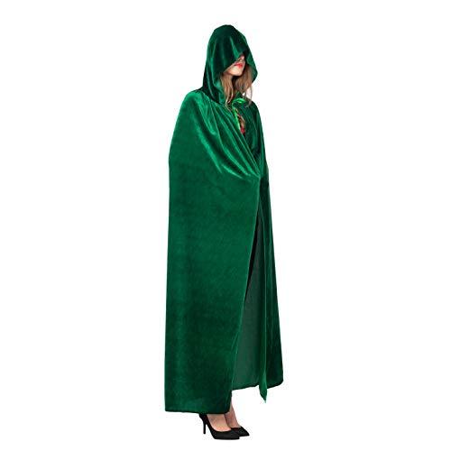 Spooktacular Creations Long Hooded Cloak Velvet Cloak Halloween Women Witch Cape Costume Accessory (Green) - Glow-Paradise