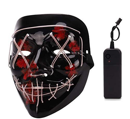 Depointer Halloween Scary Mask Cosplay Led Costume Mask EL Wire Light up Halloween Festival Party(White) - Glow-Paradise