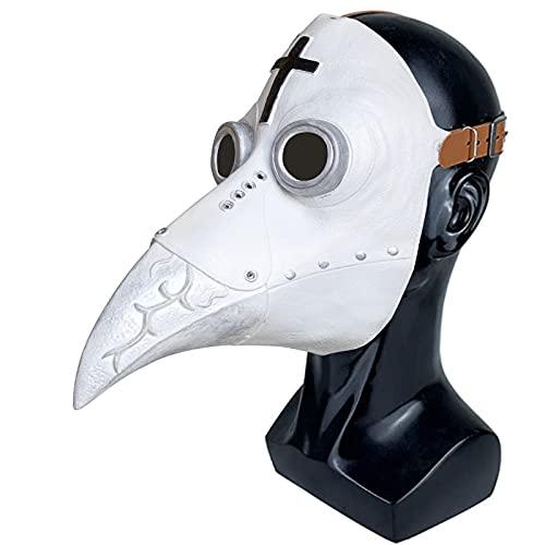 Stegosaurus Plague Doctor Bird Mask Long Nose Beak Cosplay Steampunk Halloween Costume Props Latex Material D-White - Glow-Paradise