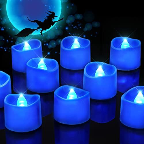 Homemory 24PACK Blue Tea Lights Candles, Flameless Flickering LED Candles Battery Operated, Navy Blue Tea Lights, Blue Base, Batteries Included - Glow-Paradise