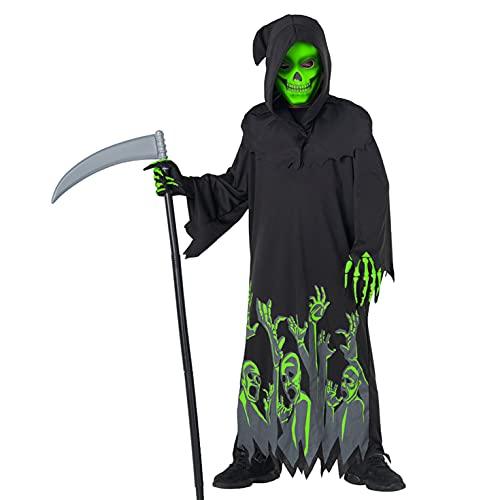Morph Costumes Grim Reaper Costume Kids Glow In The Dark Boys and Girls Halloween Scary Phantom Costume S - Glow-Paradise