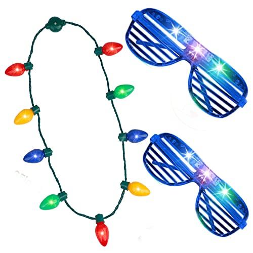Light Up Necklace Flashing Glow in The Dark LED Light Bulbs for Kids Adults Ugly Christmas Xmas Birthday Wedding Halloween Rave Carnival Party Supplies Favors Accessories Best Gift - Glow-Paradise