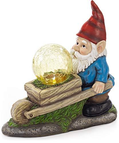 VP Home Wheelbarrow Gnome with Magic Orb Solar Powered LED Outdoor Decor Garden Light - Glow-Paradise