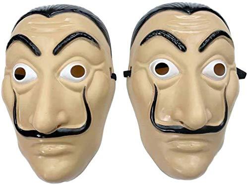 money heist mask salvador Dali Cosplay halloween Dali mask Realistic Movie Prop Face Mask… 2pack… - Glow-Paradise