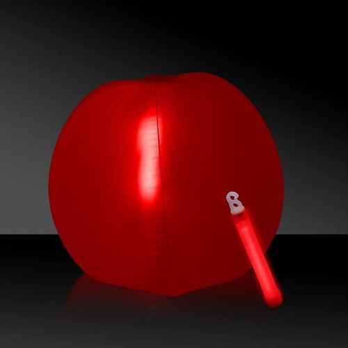 12 Inch Glow in The Dark Beach Ball (Red Color, 1 Glow Stick Included) - Glow-Paradise