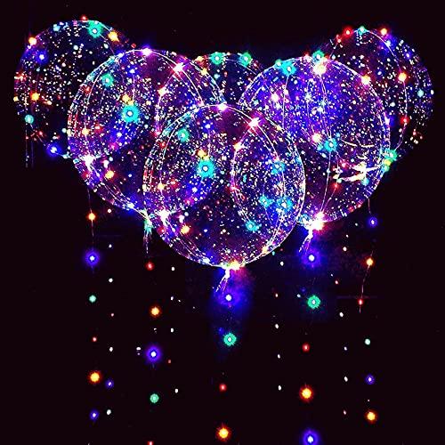 LED Light Up Bobo Baloons 10 Packs, 20 Inches Clear Helium Transparent Balloons 15 pcs, Glow in The Dark Ballons for Christmas Wedding Birthday Valentines Day Halloween Party Decoration - Glow-Paradise