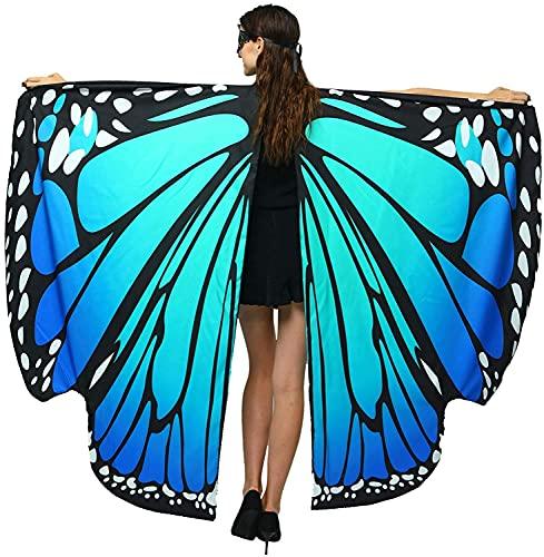 Halloween/Party Prop Soft Fabric Butterfly Wings Shawl Fairy Ladies Nymph Pixie Costume Accessory (168x135CM, Blue) - Glow-Paradise