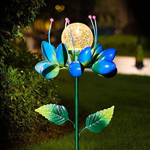 Solar Garden Lights Outdoor Decor - Solar Metal Flower Stake Lights Decorative Garden Stakes Garden Spinner Waterproof for Yard, Patio,Landscape,Garden Gift - Glow-Paradise