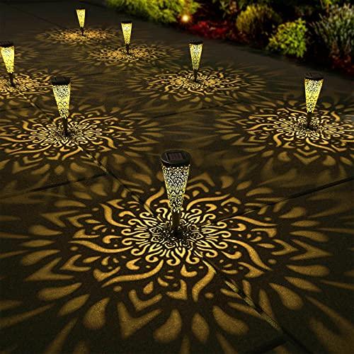 Gardencave 6 Pack Solar Lights Outdoor Garden Decorative Solar Garden Lights with Warm Light Waterproof Solar Pathway Landscape Lights for Path Patio Backyard Walkway Yard Garden Decor (Black, 6Pcs) - Glow-Paradise
