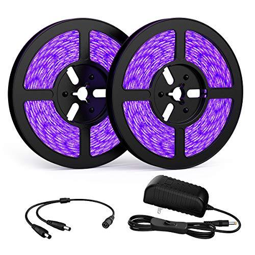 Onforu 32.8ft LED Black Light Strip Kit, 600 Units Lamp Beads, 12V Flexible Blacklight Fixtures, 10m LED Ribbon, Non-Waterproof Black Lights for Glow Party, Indoor Birthday Party, Body Paint,Halloween - Glow-Paradise