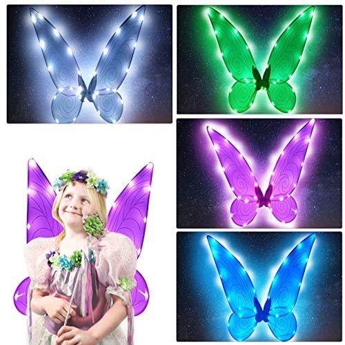 Fairy Wings for Girls Adults Light Up Butterfly Wings Sparkly LED Fairy Wings for Kids Women Halloween Costume Angel Cosplay Birthday,23.6 x 18.9 Inch - Glow-Paradise