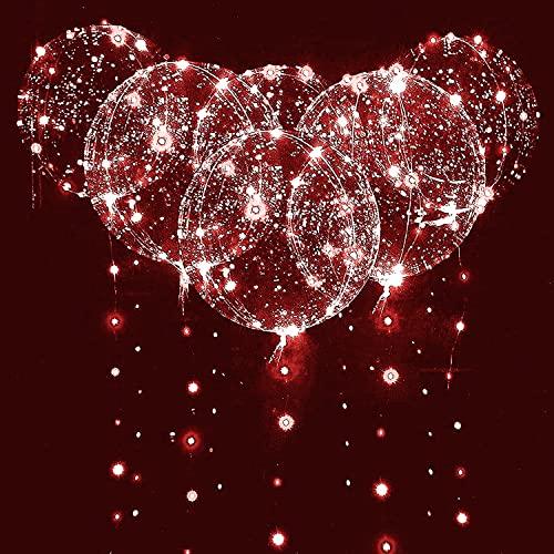 LED Light Up Bobo Baloons 10 Packs Warm White, 20 Inches Clear Helium Transparent Balloons 15 pcs, Glow in The Dark Ballons for Christmas Wedding Birthday Valentines Day Halloween Party Decoration - Glow-Paradise