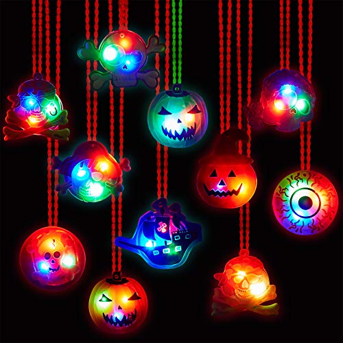 Coluans 15Pc Halloween LED Necklaces Party Favors for Kids and Adults with Gift Package Halloween Light up Toys Treat Bag Fillers - Glow-Paradise