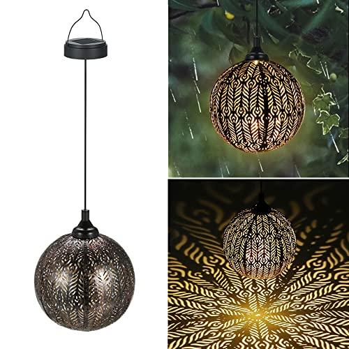 Hanging Solar Lanterns, Large Hanging Solar Lights Outdoor, Metal Waterproof Garden Solar Lanterns Decorations for Yard Tree Fence Patio and Pathway - Glow-Paradise