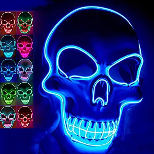 halloween Masks Scary Masks for Adults Festival Party with 3 Flash Modes Blue led face mask for Halloween Dance Party Birthday - Glow-Paradise