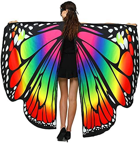 Shireake Baby Christmas/Party Prop Soft Fabric Butterfly Wings Shawl Fairy Ladies Nymph Pixie Costume Accessory (168x135CM, Rainbow) … - Glow-Paradise