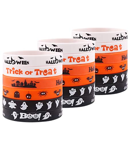 CCINEE 36pcs Rubber Wristbands 6 Novelty Halloween Pattern Silicone Bracelets Rubber Bands for Halloween Party Bag Filler Supply - Glow-Paradise