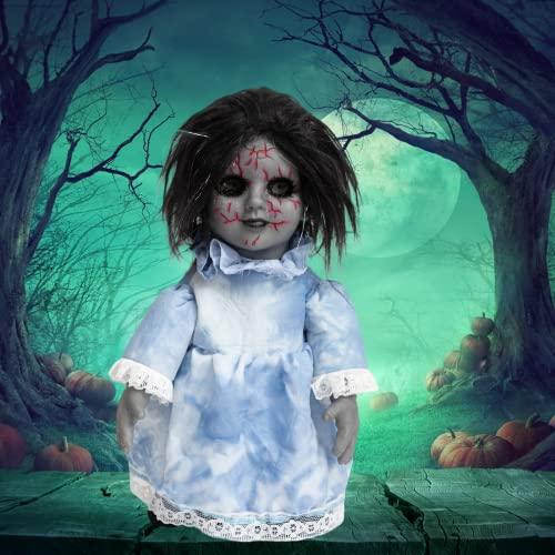 HOHO Halloween Decorations Scary Creepy Doll Baby Ghost Voice-Activated Induction with Horrible Sound Walking Doll Flashing Red Led 12 inch - Glow-Paradise