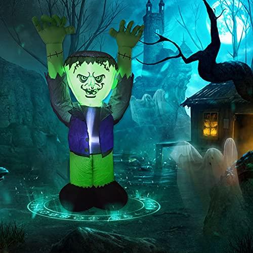 GOOSH 5 FT Halloween Inflatable Outdoor Ghost with Green Face, Blow Up Yard Decoration Clearance with LED Lights Built-in for Holiday/Party/Yard/Garden - Glow-Paradise