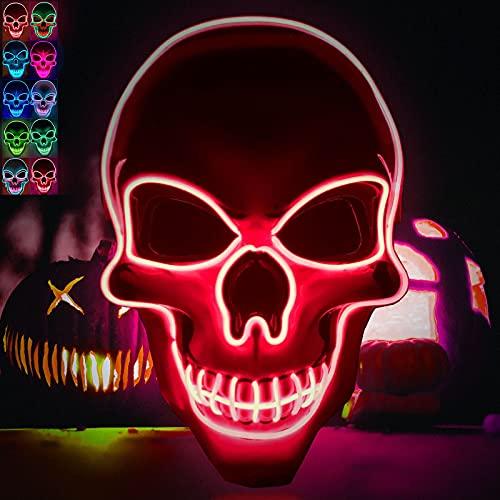 Led Masks Halloween Masks for Adults Scary for Halloween Festival Party with 3 Flash Modes Red Face Transforming Led Mask - Glow-Paradise
