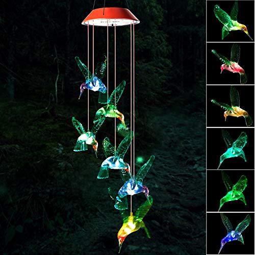 Hummingbird gift,solar sind shimes,gifts for all mom/grandma/women/aunt /daughte/friend /niece/sister/teacher/dad, mother birthday gift, gardening gifts,windchimes outside, perfect for patio, garden - Glow-Paradise