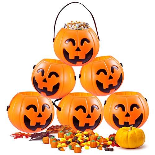 HANSGO Mini Halloween Portable Pumpkin Bucket, 12PCS 2.5 inches Small Halloween Pumpkin Candy Buckets Children Trick or Treat Bags - Glow-Paradise