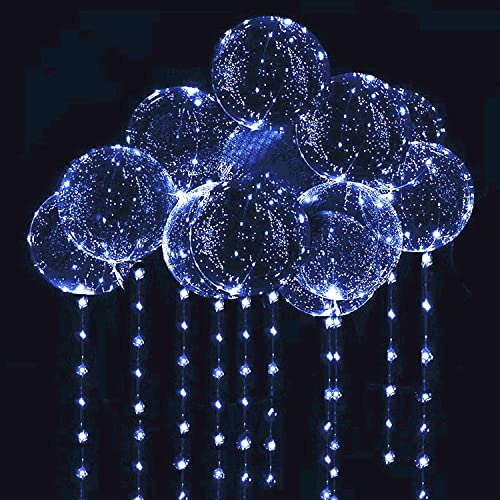 10 PACKS LED Bobo Balloons,Transparent LED Light Up Balloons,Helium Style Glow Bubble Balloons with String Lights for Party Birthday Wedding Festival Decorations (White) - Glow-Paradise