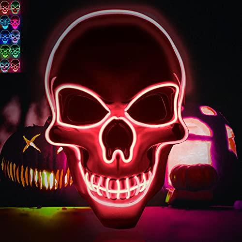 Light Up Halloween Masks LED Light Up Mask for Halloween Festival Party with 3 Flash Modes Oranges - Glow-Paradise