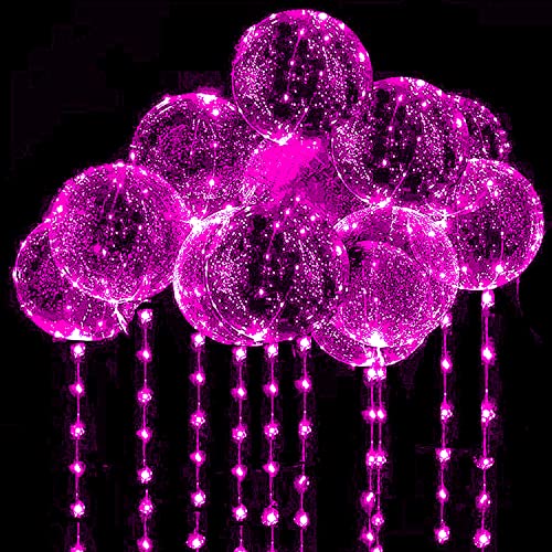 10 PACKS LED Bobo Balloons,Transparent LED Light Up Balloons,Helium Style Glow Bubble Balloons with String Lights for Party Birthday Wedding Festival Decorations (Pink) - Glow-Paradise