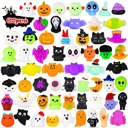 Halloween Mochi Squishy Toys for Kids 60PCS Party Favors Halloween Treat Goody Bags Filler Gifts Pumpkin Ghost Spider Squishies Halloween Toys Halloween Decorations Stress Relief Toys for Adults - Glow-Paradise