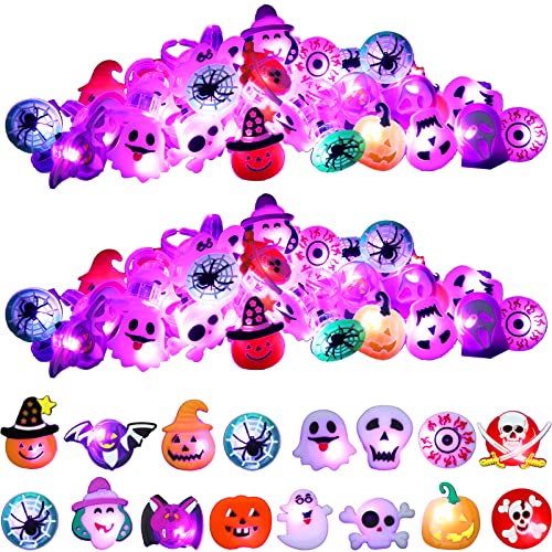 200 Pcs Halloween LED Light up Rings Glow In The Dark Pumpkin Rings Halloween Rings Toy For Kids Adults Halloween Finger Flashing Lights for Trick or Treat Halloween Party Decoration - Glow-Paradise