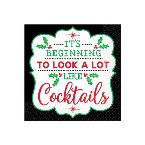 Christmas Cocktails Beverage Napkins (16 napkins to a pack) - Glow-Paradise