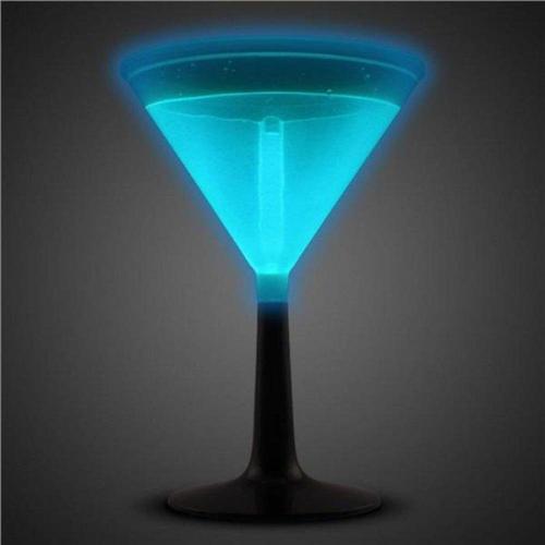 9 Oz Glow In The Dark Martini Glass (Blue Color, 1 Glass Per Pack) - Glow-Paradise