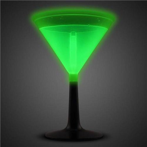 9 Oz Glow In The Dark Martini Glass (Green Color, 1 Glass Per Pack) - Glow-Paradise