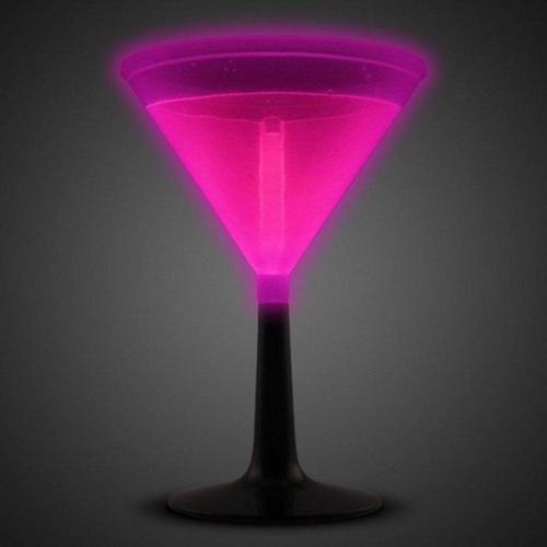 9 Oz Glow In The Dark Martini Glass (Pink Color, 1 Glass Per Pack) - Glow-Paradise