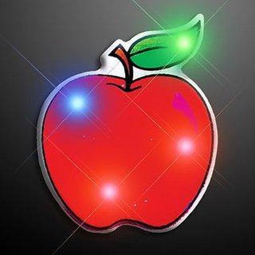 Red Apple Flashing Body Light Lapel Pins (1 Per Pack) - Glow-Paradise