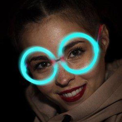 Round Glow Eyeglasses (Aqua Color, 50 Count Per Pack) - Glow-Paradise