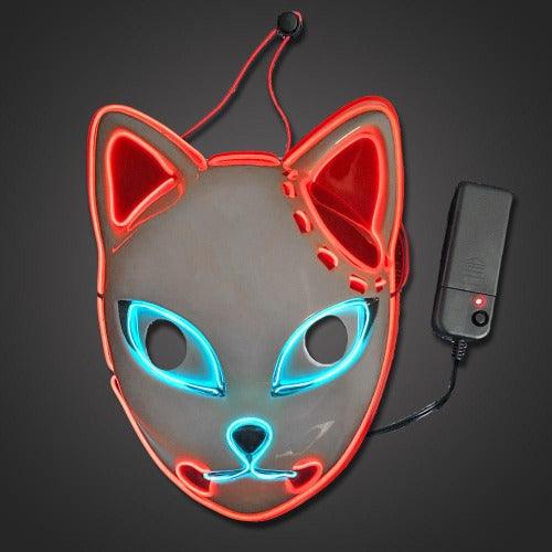EL Anime Cat Mask Red and Aqua (1 Mask Per Pack) - Glow-Paradise