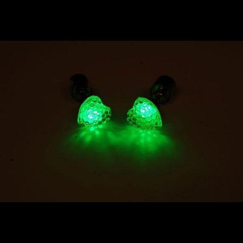LED Light Up Heart Stud Earrings (Green Color, 1 Pair Per Pack) - Glow-Paradise