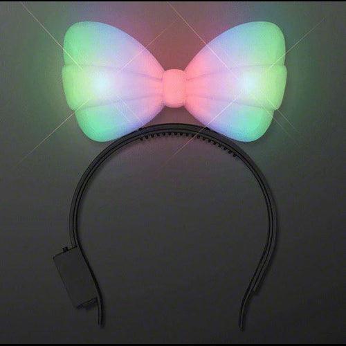 LED Light Up Hard Shell Bow Headband Multicolor (1 Quantity Per Pack) - Glow-Paradise