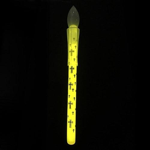 Glow Stick Candle with Cross Print (Yellow Color, 1 Count Per Pack) - Glow-Paradise