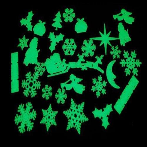 Glow in the Dark Christmas Wall Decor Shapes (30 Stickers Per Pack) - Glow-Paradise