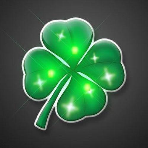 Four Leaf Clover Flashing Body Light Lapel Pins (1 Per Pack) - Glow-Paradise