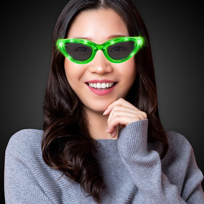 LED Flashing Light Up Sunglasses (Green Color, 1 Per Pack) - Glow-Paradise