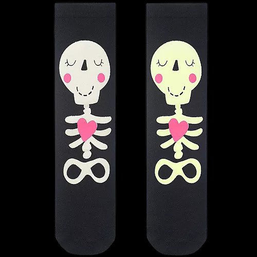 Adult Glow-in-the-Dark Skeleton Crew Socks (2 Socks Per Pack) - Glow-Paradise